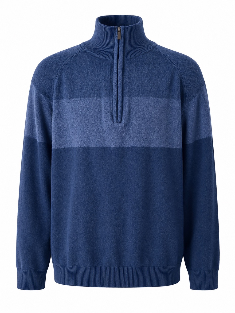 Calvin Klein Blue Colorblock Quarter Zip Cotton Sweater Size L